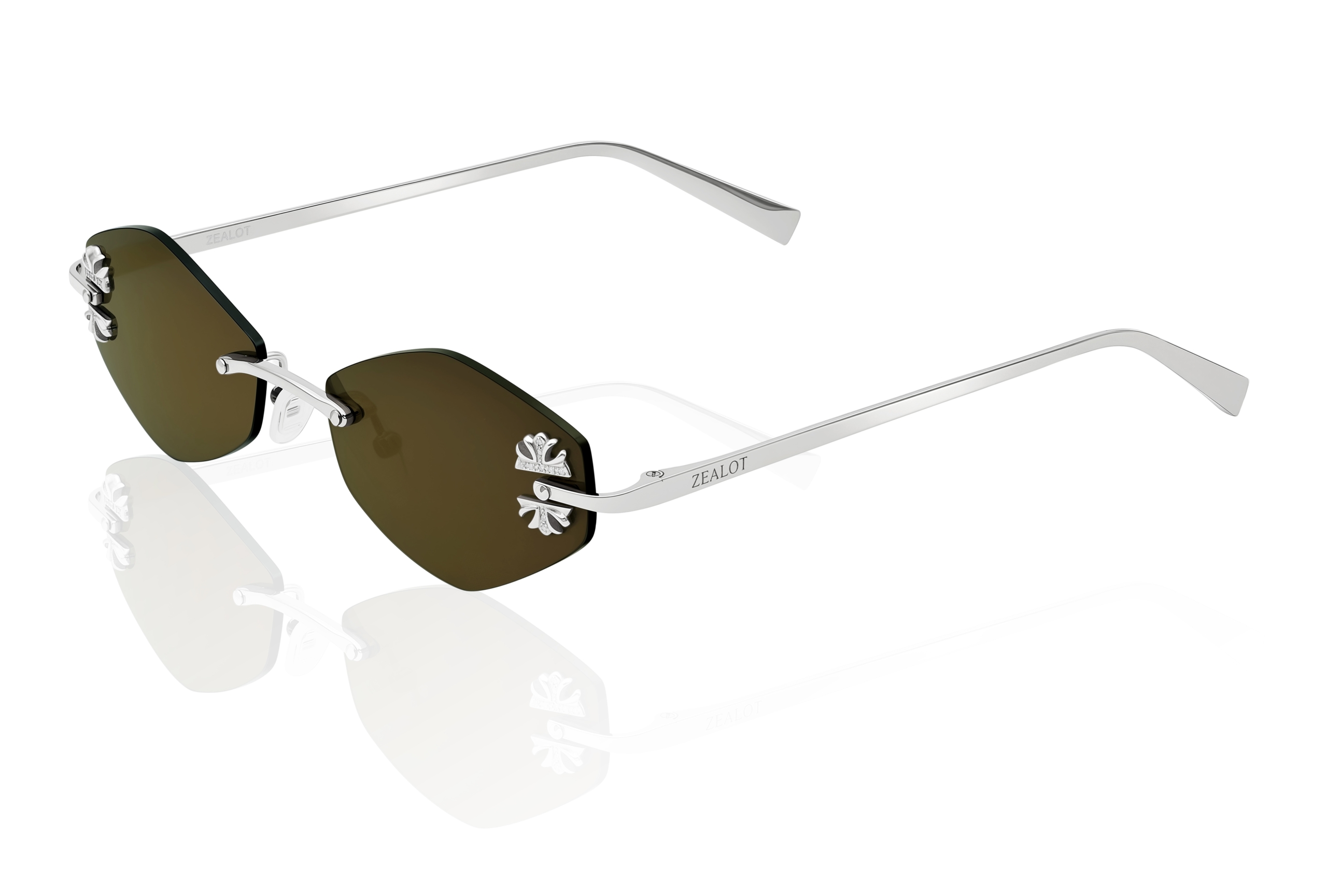 Diamond Phantom silver sunglasses DSRCZ солнцезащитные очки ромб с крестами серебряный