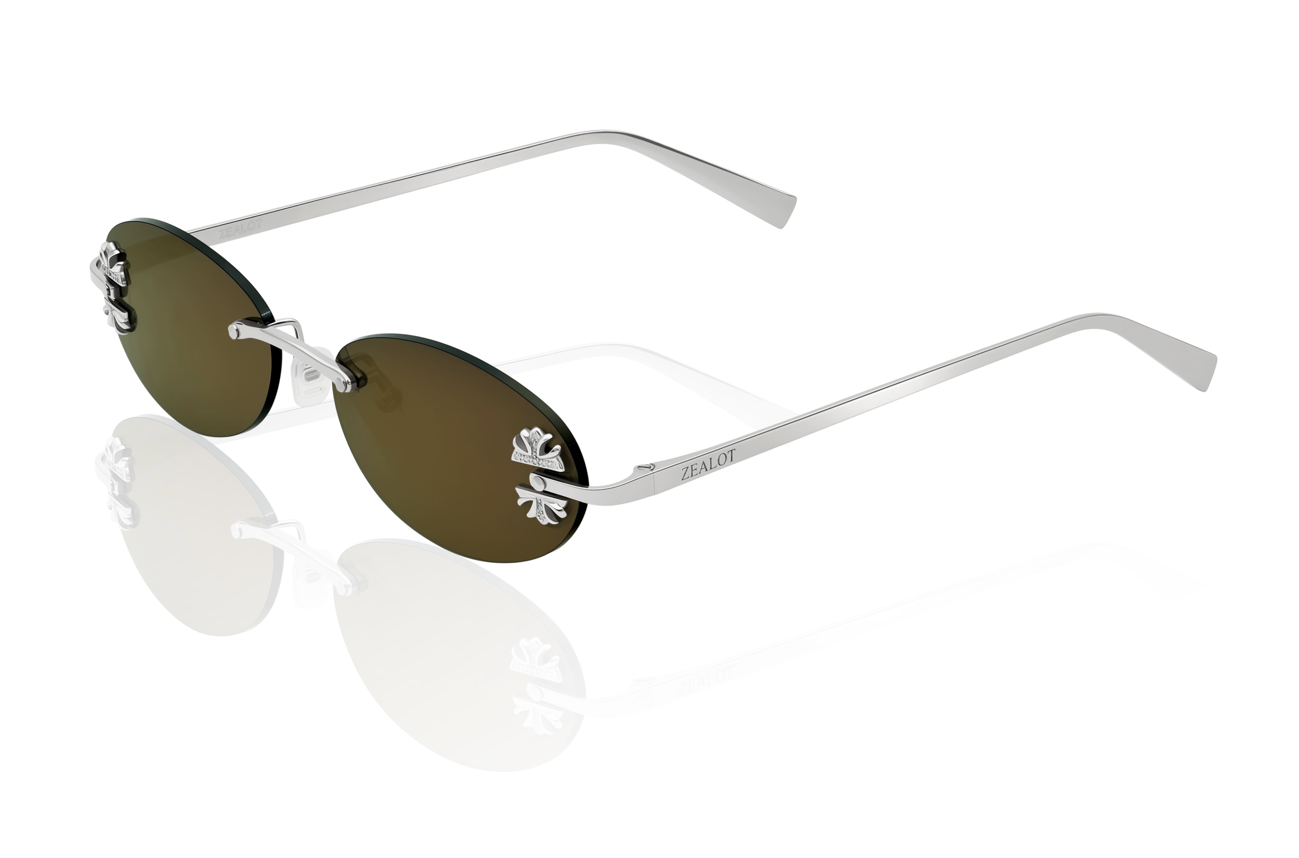Diamond Phantom silver sunglasses DSFCZ солнцезащитные очки овал с крестами серебряный