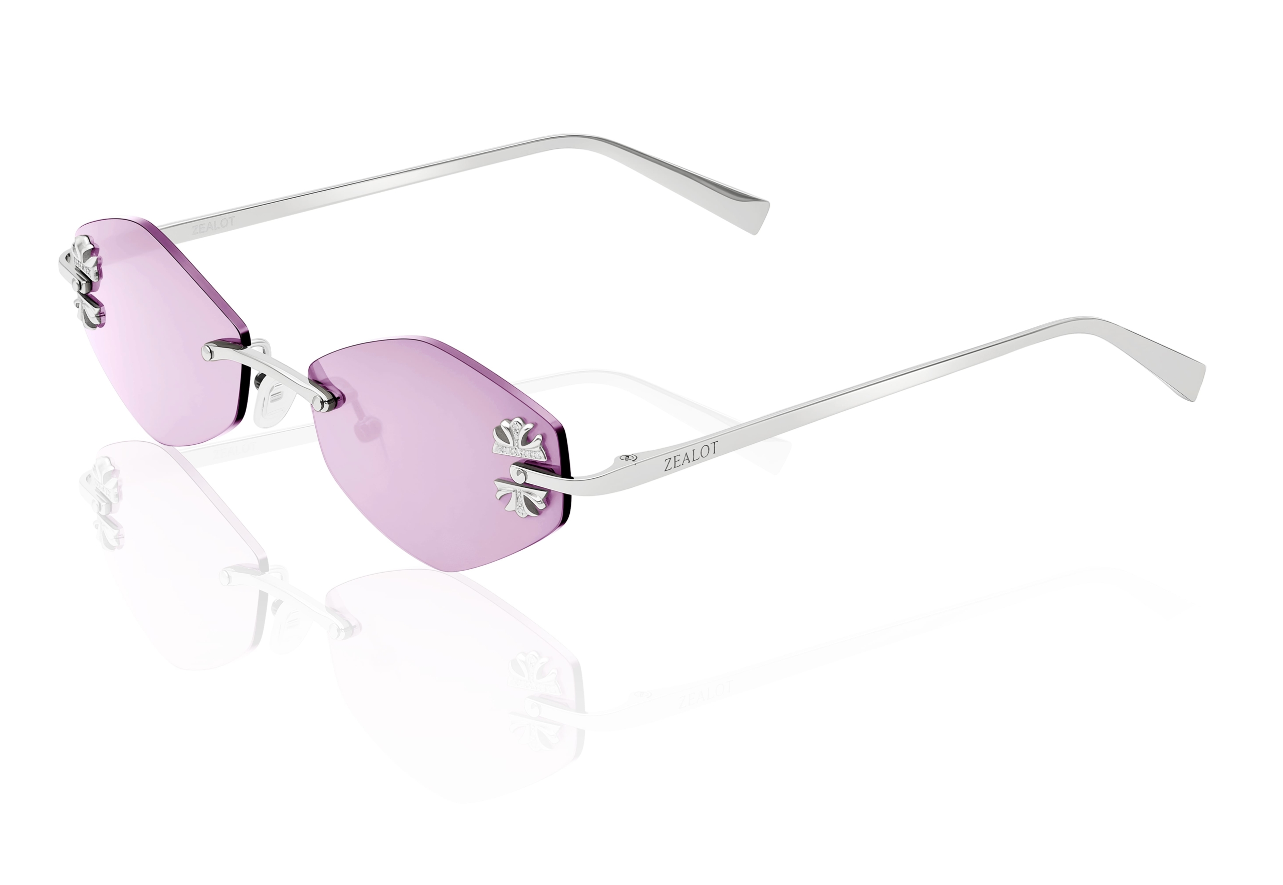 Diamond Phantom silver sunglasses DSRCR солнцезащитные очки ромб с крестами серебряный