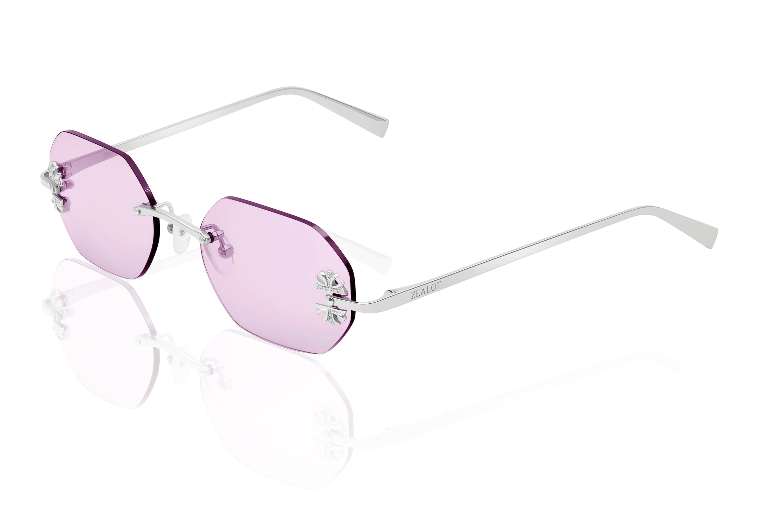 Diamond Phantom silver sunglasses DSOCR солнцезащитные очки розовый восьмигранник с крестами серебряный