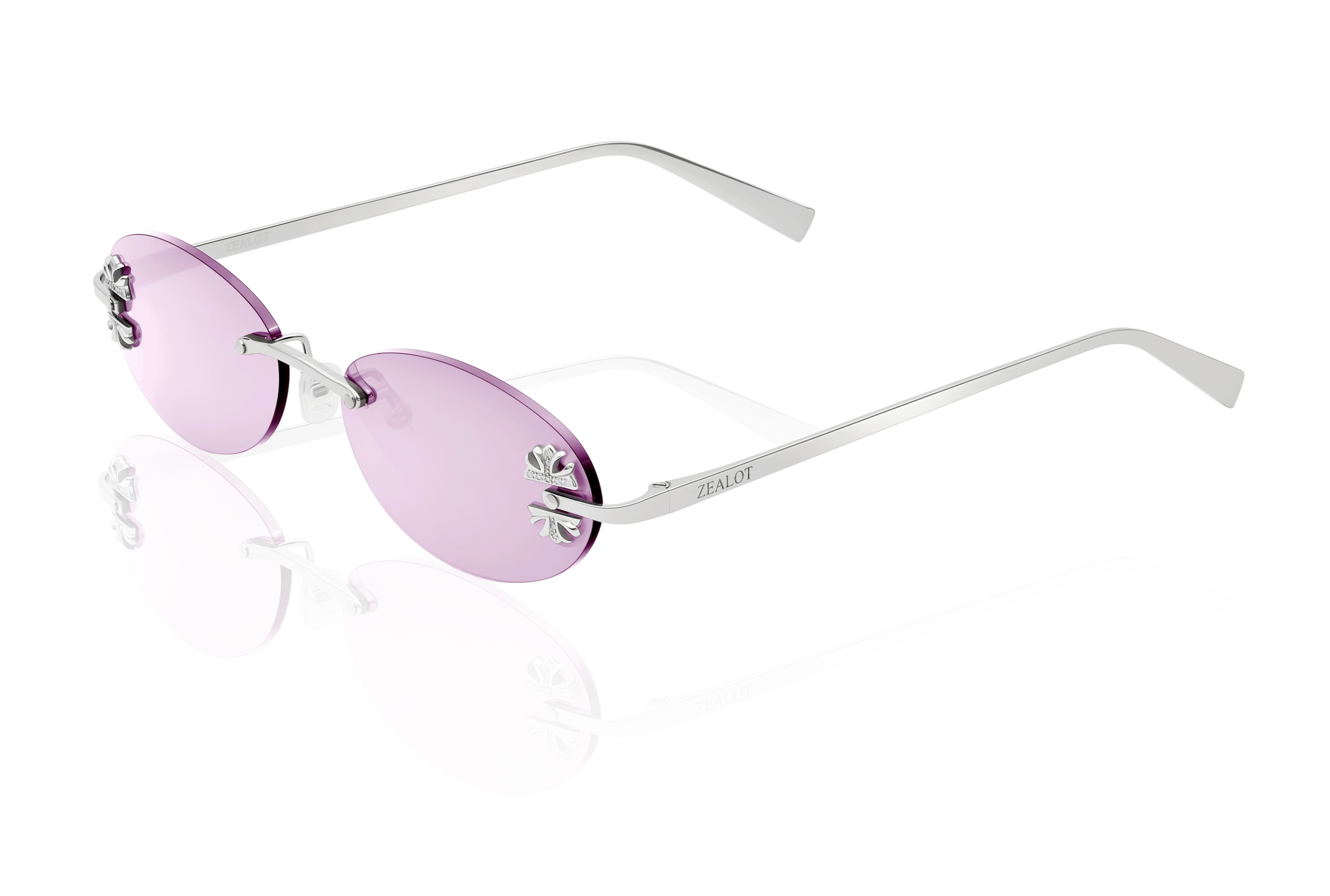 Diamond Phantom silver sunglasses DSFCR солнцезащитные очки овал с крестами серебряный