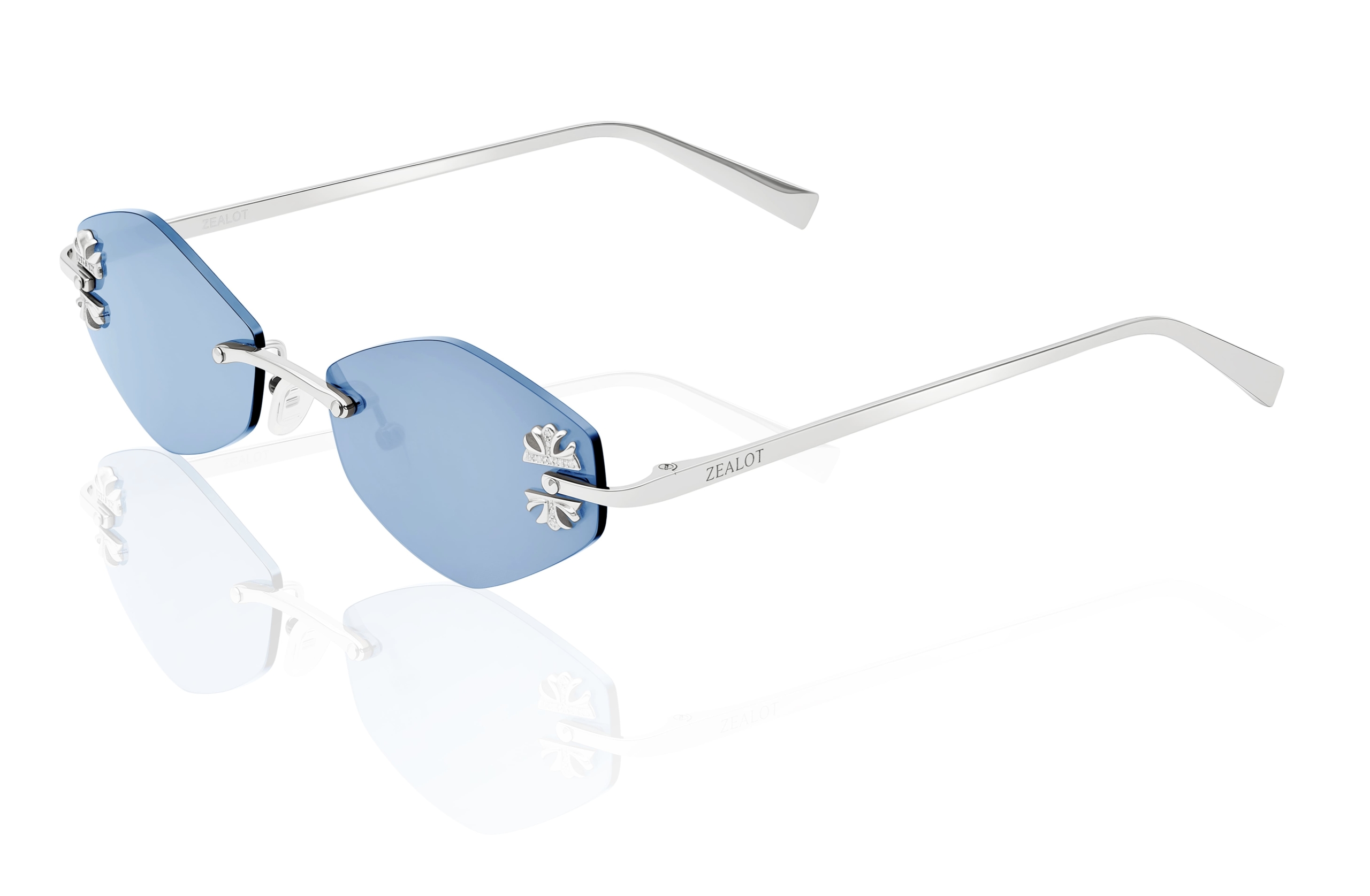 Diamond Phantom silver sunglasses DSRCD солнцезащитные очки ромб с крестами серебряный